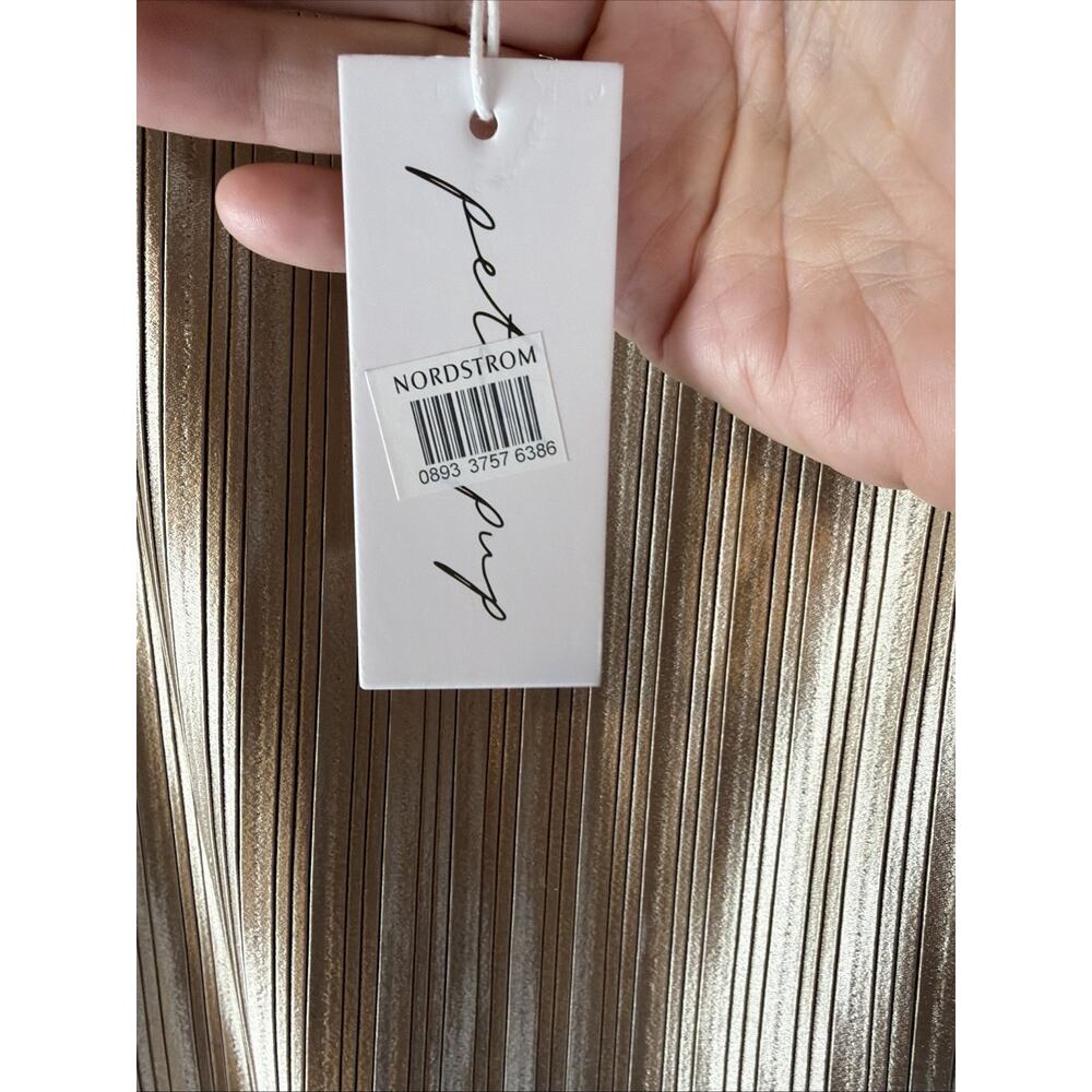NWT Petal and Pup Liza Shimmering Gold Pleated Maxi Dress Size XL - Picture 8 of 11